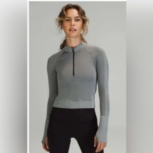 NWOT Lululemon Rest Less Cropped Half-Zip Grid Warp Rover / Raw Linen